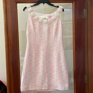 Lilly Pulitzer Shift Dress - Size 6 - Color Pink with Pearls